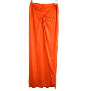 Bisou Bisou bright orange toga wrap skirt small